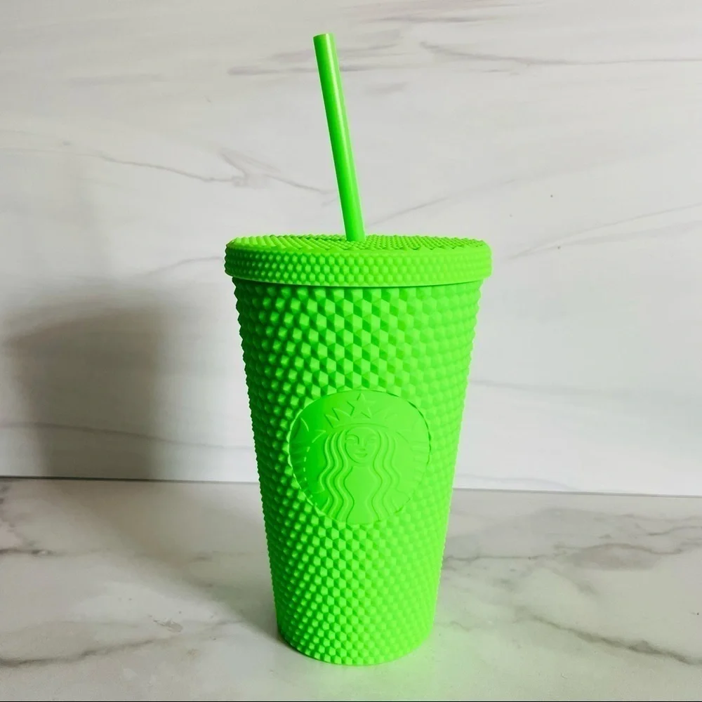 Starbucks Halloween 2021 Neon Green Studded Tumbler Cup with Straw- 16 oz